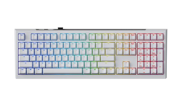 Ducky Professional Gaming Mechanical Keyboard One X Wireless White - Ducky AI Switches [Linear], Bluetooth, 2.4G