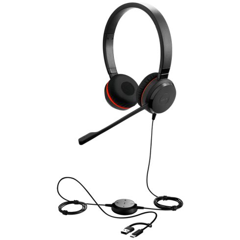 JABRA Evolve 20, Stereo MS, USB C/A adapter