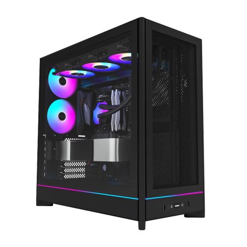 Montech кутия Case ATX - HS01 PRO (W) - 5 x 120 mm ARGB Fans, USB-C, Black