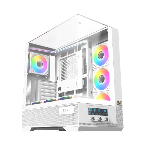 Xigmatek Case EATX - Vision Arctic - 7 ARGB Fans, LCD Display Panel, Smart Fan Control