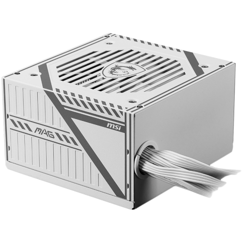MSI MAG A650BNL WHITE Power Supply 650W, 80 PLUS Bronze, 120mm low noise Fan, Protections: OCP/OVP/OPP/OTP/SCP, Active PFC Design, Flat Cable Equipment, Dimensions: 150mmx140mmx86mm, 5Y Warranty
