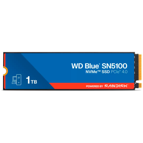 SSD POWERED BY SANDISK WD Blue SN5100 1TB M.2 2280 PCIe Gen4 x4 NVMe QLC 3D, Read/Write: 7100/6700 MBps, IOPS 1000K/1300K, TBW: 600