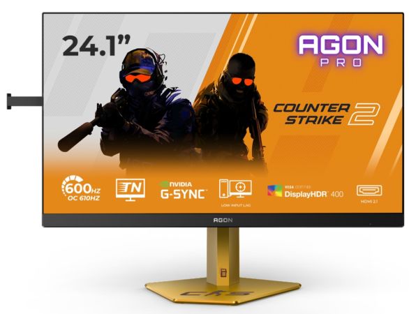 Монитор AOC CS24A, 24.1" TN eSports WLED, 1920x1080@610Hz (OC, Native 600Hz), 0.5ms GtG, 0.3ms MPRT, 500cd m/2, 1000:1, DCR 80M:1, Adaptive Sync, FlickerFree, Low Blue Light, Tilt, Height Adjust, Pivot, Swivel, 2xHDMI, DP, USB hub