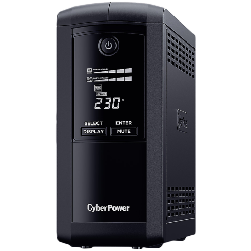 CyberPower UPS  AVR, 1000VA/550W, Line-Interactive LCD display ,4x Schuko, Runtime at 90W ( min ):44, Surge and Spike protection; VP1000ELCD