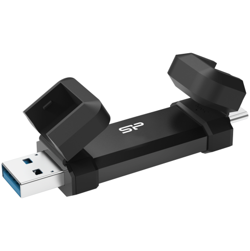 Silicon Power 1TB DS72 Dual USB-C/USB 3.2 Gen 2, Portable External SSD, Steam Deck and iPhone 15 Pro, R/W: up to 1050MB/s; 850MB/s, Black