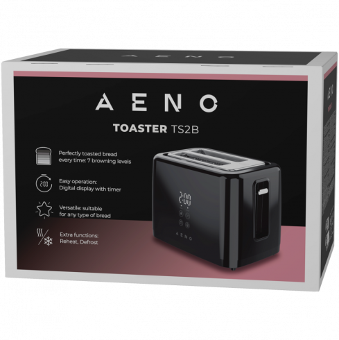 Electric Toaster, black, 220-240V, 50-60Hz, 780-930W, 2 slots, 3 modes, 7 browning levels