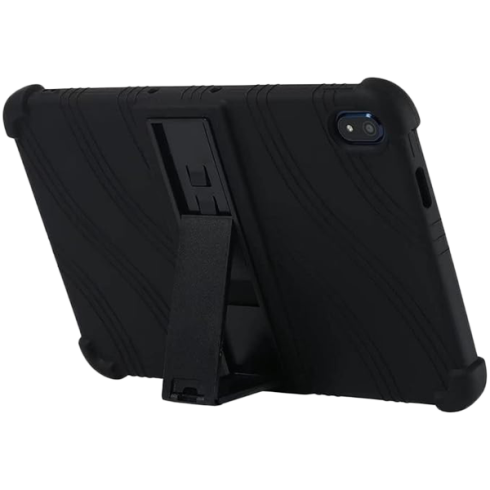 Tablet case for Prestigio Solutions Virtuoso PSTA101, soft rubber with extra protection on the corners, with kickstand. Color black.