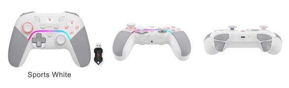 Геймърски контролер A4tech Bloody GPW70, Жичен и безжичен, RGB, Бял