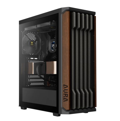 Gamdias кутия Case ATX - AURA GC11 Wood Black - USB-C