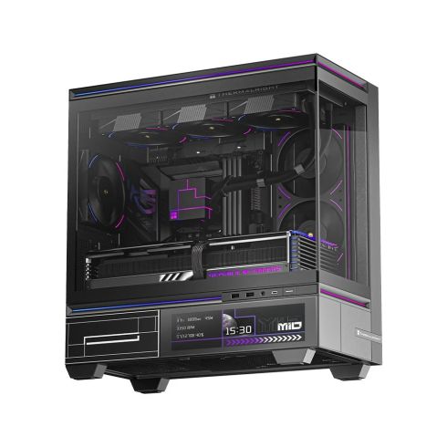 Thermalright Case mATX - TL-M10 Vision Black - 4 x 120 mm ARGB included, 9.16 inch LCD Display, USB-C