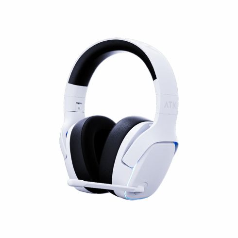 ATK Wireless Gaming Headphones - M1 Mercury White - Bluetooth 5.3, 2.4G, ENC, Virtual 7.1 Surround