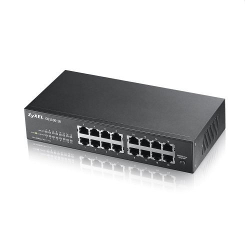 Комутатор ZyXEL GS1100-16 v3 16-port Gigabit Unmanaged Switch + Lanberg patch cord CAT.6 FTP 3m, red