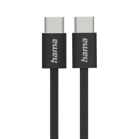 HAMA Кабел за зареждане "Fabric", USB-C - USB-C, 1 m, Nylon, черен