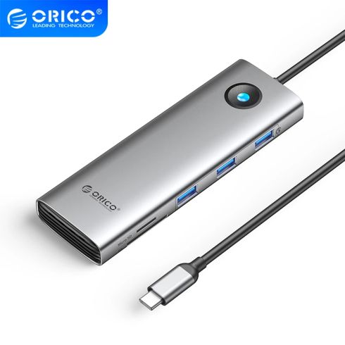 Orico Docking Station Type-C - PW11-9P-GY-EP - HDMI x 1, VGA x 1,  USB3.0 x 3, USB-C PD100W x 1, LAN x 1 (1Gbps), SD/TF