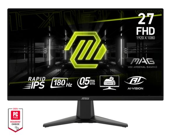 Монитор MSI MAG 275F, 27",180Hz, Rapid IPS, 0.5ms,1920x1080, Adaptive-Sync,80% DCI-P3, AG, 250 nist, 1000:1, 100M:1, DP(1.4), 2xHDMI(2.0b),Tilt -5/+20, VESA, 9S6-3CE21M-001