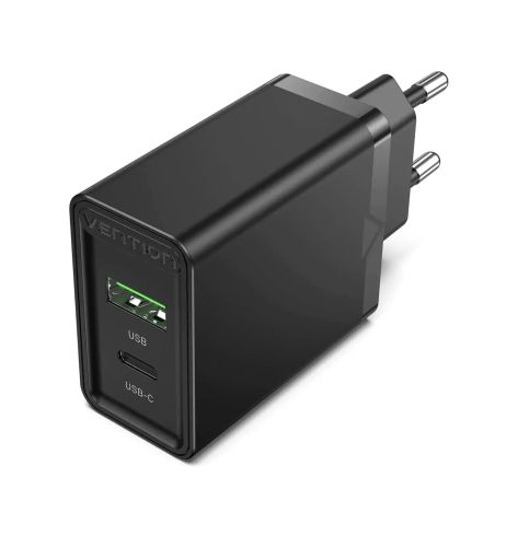 Vention Fast Charger Wall - QC4.0, PD Type-C + QC3.0 USB A, 20W Black - FBBB0