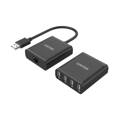 Unitek USB Extension over LAN - USB-A Male to 4 port Female - Y-2516