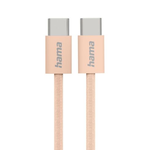 Hama "Fabric" Charging Cable, USB-C - USB-C, 1 m, Nylon, orange