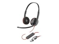 HP Poly Blackwire 3220 Stereo USB-C Headset +USB-C/A Adapter