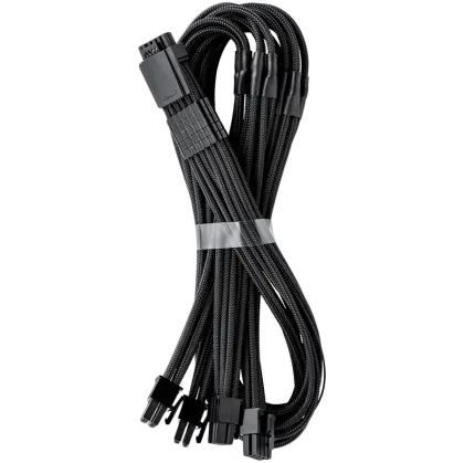 CableMod E-Series Pro ModMesh Sleeved 12VHPWR PCI-e Cable pentru Super Flower Leadex Platinum / Platinum SE / Titanium / V Gold Pro / V Platinum Pro, EVGA G7 / G6 / G5 / G3 / G2 / P2 / T2 (Negru, Nvidia 4000 serie, 16-pini la Quad 8-pini, 60cm)