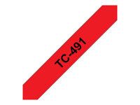 BROTHER P-Touch TC-491 negru pe roșu 9mm