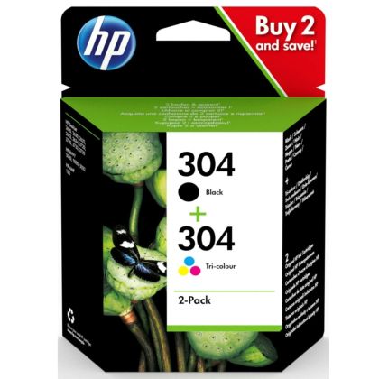 Pachet de 2 cartușe de cerneală originale HP 304 negru/tricolor