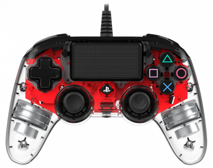 Gamepad cu fir Nacon Controler compact iluminat cu fir Roșu, Roșu