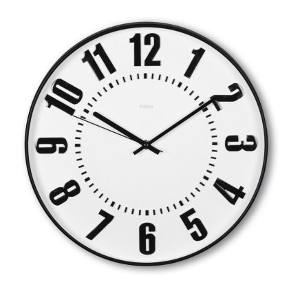Hama "Formentera" Wall Clock, &Oslash; 35 cm, No Ticking, black/white