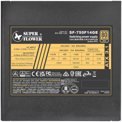 Super Flower Leadex III Gold 750W ATX 3.1, 80 Plus Gold, Fully Modular, Flat Black Cables, 140mm Fan, 150mmx150mmx86mm, 7 Year Warranty