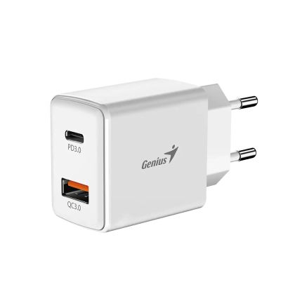 Genius Fast Charger PD-20AC - 20W, USB-A, USB-C, PD3.0, QC3.0, White