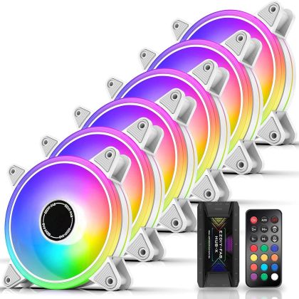 Fans EZDIY-FAB Moonlight White RGB PWM 120mm - 6 Pack
