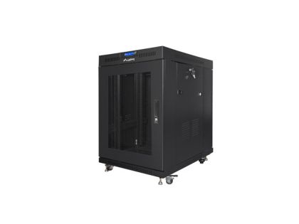 Communication cabinet Lanberg rack cabinet 19" free-standing 15U/800x1000 (flat pack) with mesh door lcd black v2