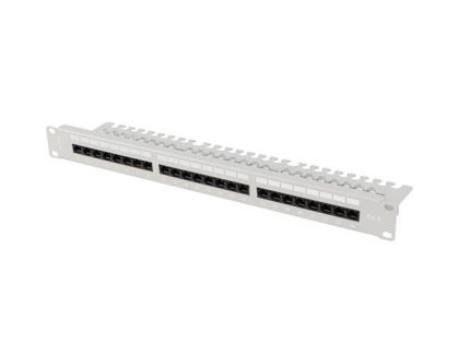 Patch panel Lanberg patch panel 24 port 1U 19" CAT.6 utp with cable organizer gray