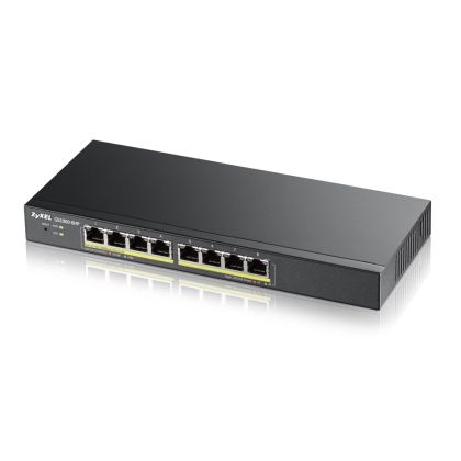 Switch ZyXEL GS1900-8HP, 8-port GbE L2 PoE Smart Switch, 802.3at, desktop, fanless, 70 Watt