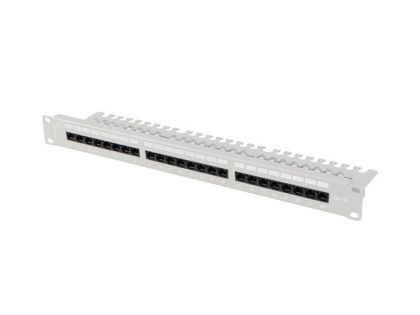 Пач панел Lanberg patch panel 24 port 1U 19" CAT.5e utp with cable organizer grey
