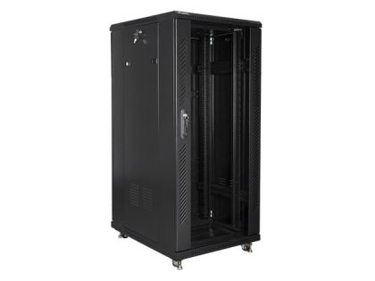 Комуникационен шкаф Lanberg rack cabinet 19" free-standing 27U / 600x800 self-assembly flat pack, black