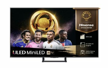 TV Hisense 55" E8Q, 4K Ultra HD 3840x2160, ULED, Quantum Dot, 144 Hz, HDR 10+, HLG, Dolby Vision, DTS Virtual X, Smart TV, WiFi, Light Sensor, BT, Anyview Cast, 4xHDMI, 2xUSB, LAN, CI+, DVB-T2/C/S2, Singale Stand, Black