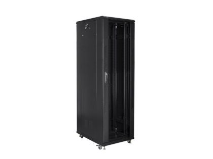 Комуникационен шкаф Lanberg rack cabinet 19" free-standing 42U / 800x800 self-assembly flat pack, black