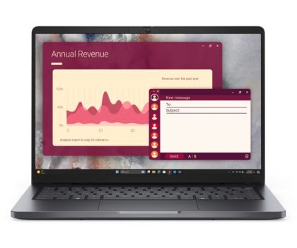 Laptop Dell Pro 14 PC14250, Intel Ultra 5 235U vPro (12 TOPS NPU, 12 cores, up to 4.9 GHz), 14, FHD+, 300 nit, 45% NTSC, AG, 16 GB: 1 x 16 GB, DDR5, 5600 MT/s, 512 GB SSD, Integrated Intel graphics, FHD HDR + IR Cam, Wi-Fi 6E, Backlit Kb, Ubuntu, Platinum