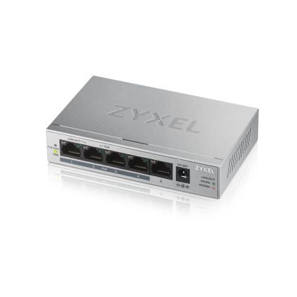 Switch ZyXEL GS1005-HP, 5 Port Gigabit PoE+ unmanaged desktop Switch, 4 x PoE, 60 Watt