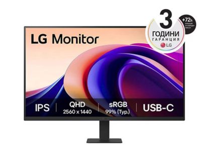 Monitor LG 27U631A-B, 27" QHD LED AG, IPS, 100Hz, 5ms, 250 cd/m2, 1000:1, QHD (2560 x 1440), sRGB 99%, HDR 10, USB-C (PD 15W), HDMI, LG Switch, Dynamic Action Sync, Reader mode, Headphone out, Tilt, Black