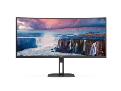 Monitor AOC CU34V5C/BK, 34" Curved 1500R VA WLED, 3440x1440@100Hz, 4ms GtG, 1ms MPRT, 300cd m/2, 3000:1, 20M:1 DCR, Adaptive Sync, FlickerFree, Low Blue Light, 5Wx2, Tilt, Height Adjust, Swivel, HDMI, DP, USB hub