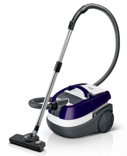 Bosch BWD41740 vacuum cleaner, 3in1 vacuum cleaner for dry and wet cleaning, 2.5 lt dust container, 1700 W, EPA 10 primary filter, 9 m radius, liquid pick-up nozzles, water tank: 5 l, aubergine-white-grey