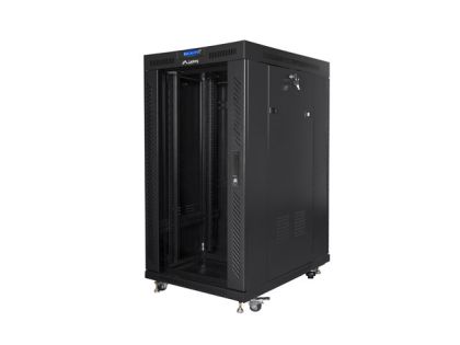 Комуникационен шкаф Lanberg rack cabinet 19" free-standing 22U/800x1000 (flat pack) with mesh door lcd black v2