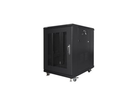Комуникационен шкаф Lanberg rack cabinet 19" free-standing 15U/600x800 (flat pack) with mesh door black