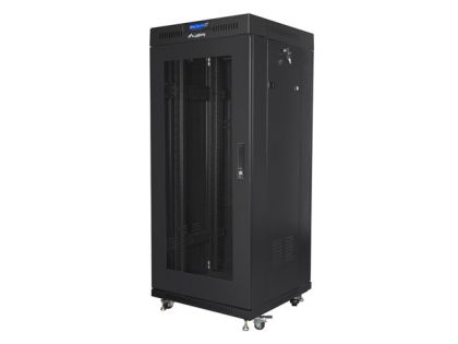 Комуникационен шкаф Lanberg rack cabinet 19" free-standing 27U/600x600 (flat pack) with mesh door lcd black v2