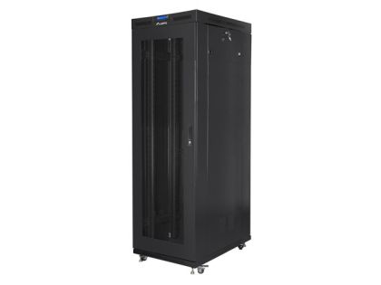 Communication cabinet Lanberg rack cabinet 19" free-standing 27U/800x1000 (flat pack) with glass door lcd black v2