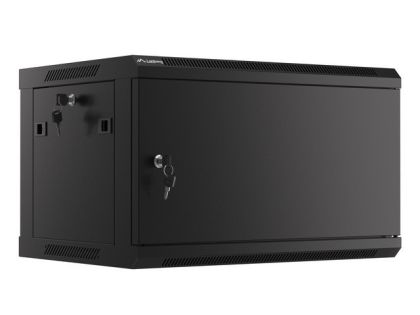 Комуникационен шкаф Lanberg rack cabinet 19" wall-mount 6U/600x450 for self-assembly with metal door black (flat pack)