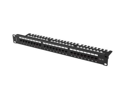 Пач панел Lanberg patch panel 24 port 1U 19" CAT.6a utp with cable organizer black