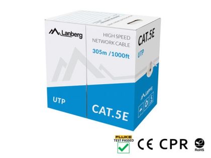 Cable Lanberg LAN cable CAT.5e utp 305m solid cu gray cpr + fluke passed